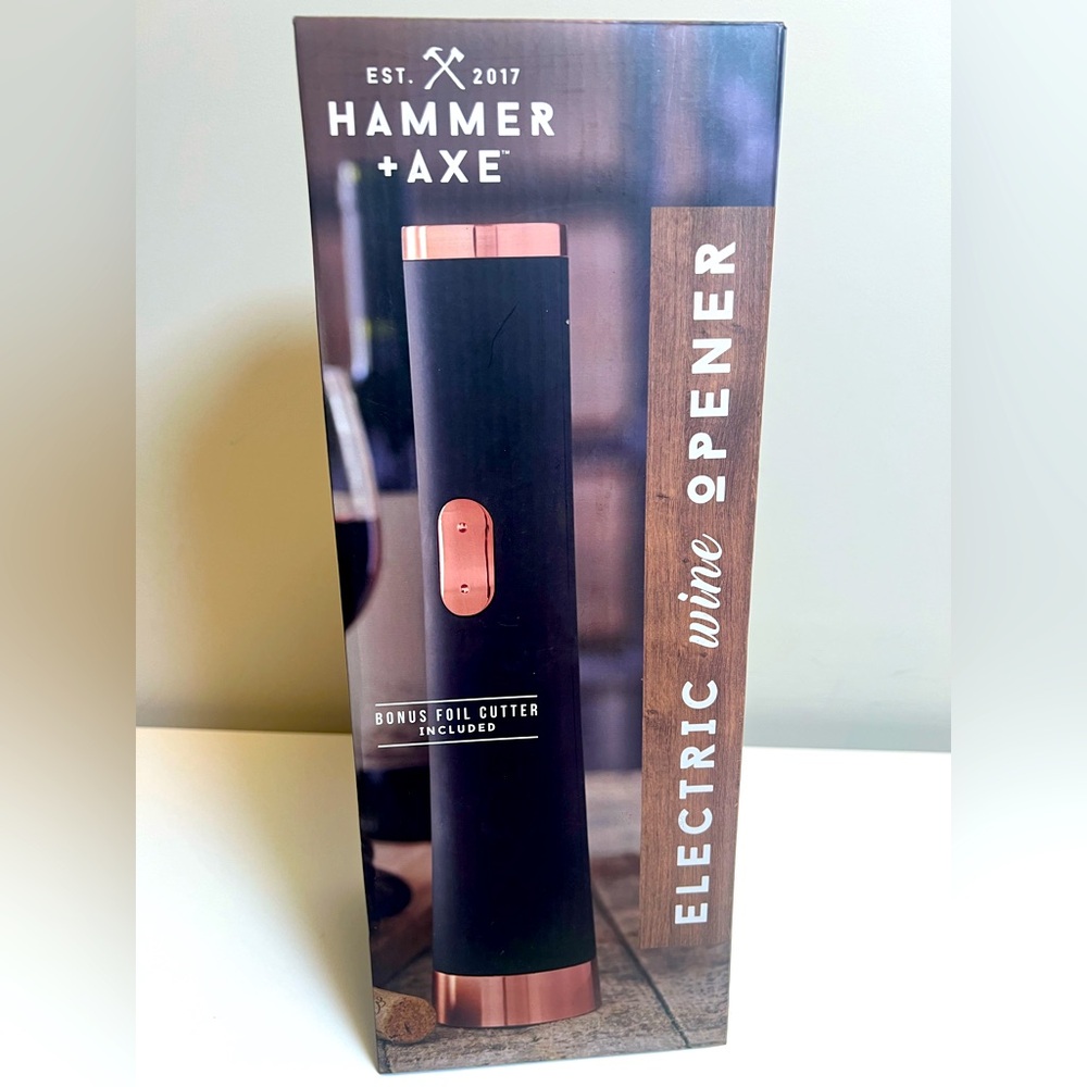 Hammer + Axe Electric Wine Opener with Copper Accents